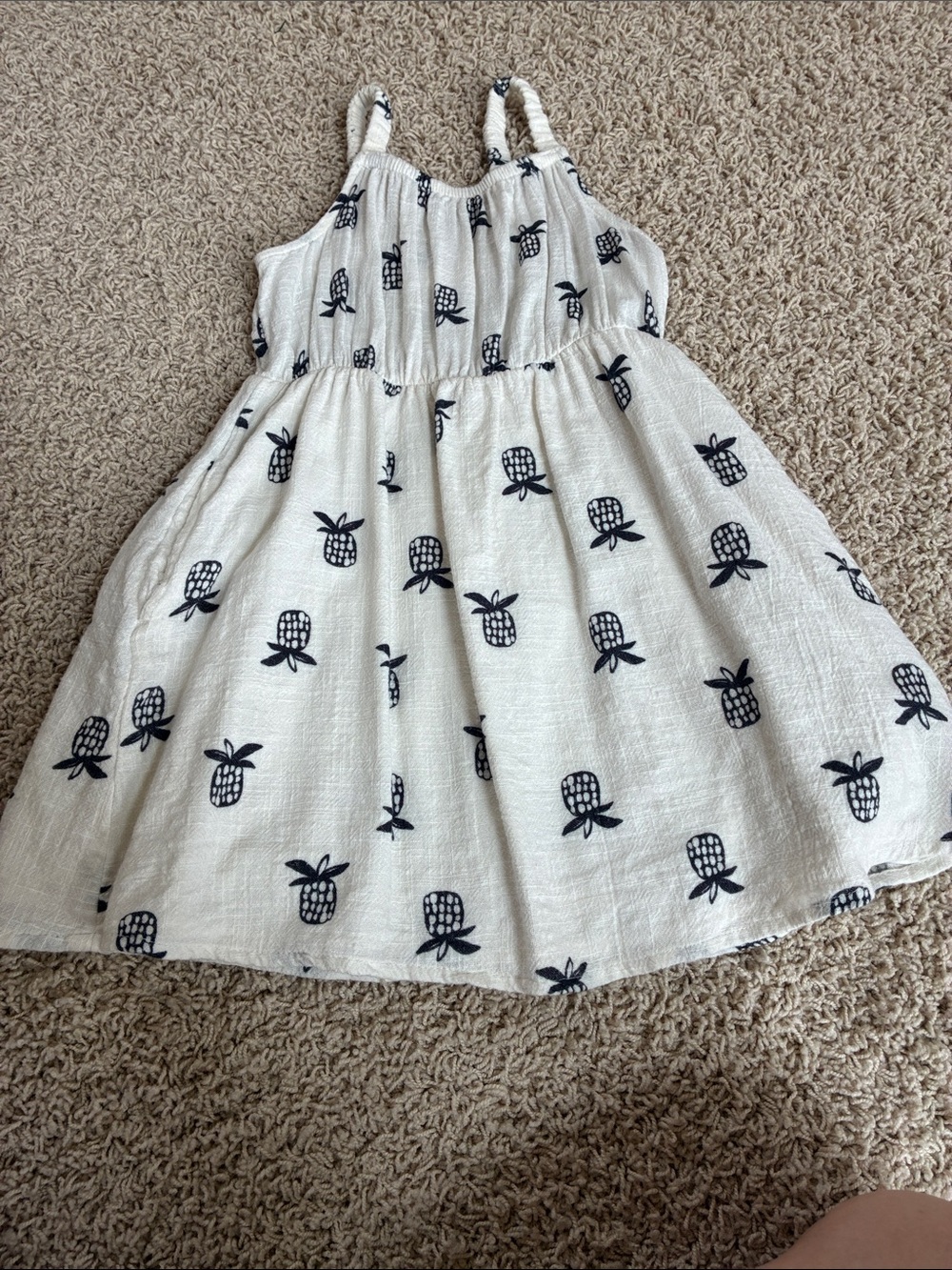 Cat & Jack White Dress with Navy Pineapple Print with Pockets